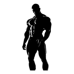 Wall Mural - Bodybuilder Silhouette Clipart – Ideal for Workout and Strength Themes