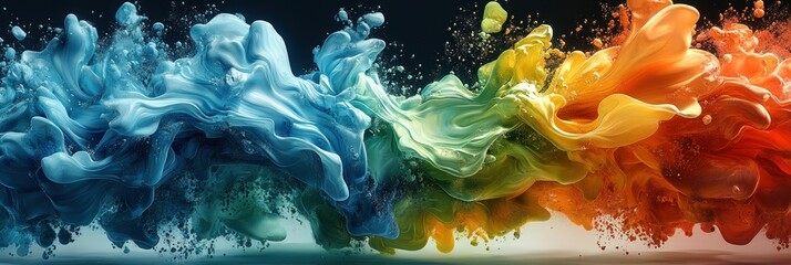 Poster - Vibrant liquid swirls blend, creating abstract art.