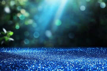 Poster - Sparkling blue surface illuminated by soft light in a serene nature setting