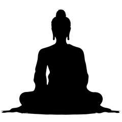 Wall Mural - Buddha Silhouette Vector: Deep Thought and Spiritual Enlightenment