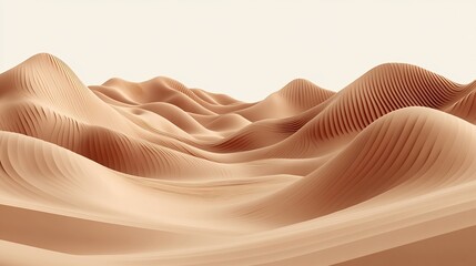 Wall Mural - Soft light bathes gently undulating beige sand dunes abstract landscape. AI Generated