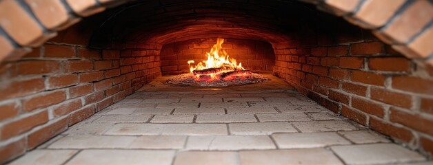 Canvas Print - Flames dance in the fireplace, creating a warm glow that reflects on the wooden floor, enhancing the calm evening atmosphere