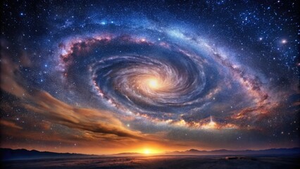 Wall Mural - stunning starry night sky with swirling vortex of gas and dust, solar wind, galaxies, stellar, space