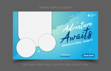 vacation agency banner promotion with attractive abstract background