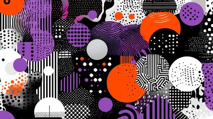 Wall Mural - Abstract Bold Purple Orange Geometric Pattern Design. AI Generated