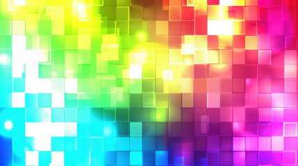 Wall Mural - neon rainbow pixel texture