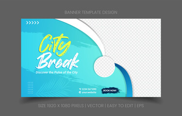 vacation agency banner promotion with attractive abstract background