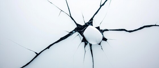a crack in a white wall.