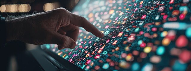 Fototapete - Networking technology, digital software development, future technology background, internet of things concept. Man using digital tablet and laptop with global network connection.