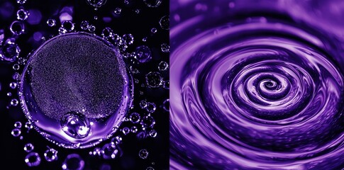 Poster - Abstract Purple Particle Effect on Black Background, swirling Particles Magic Layer Overlay