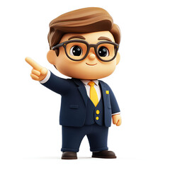 Wall Mural - 3D Cartoon Businessman Character:  Successful, Confident, and Ready to Lead.  Perfect for Business Presentations and Marketing Materials.