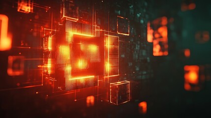 Glowing digital symbols in abstract form, representing the essence of modern coding and technology.