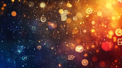 Glowing digital symbols in abstract form, representing the essence of modern coding and technology.