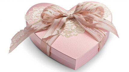 Wall Mural - heart shaped gift box with ribbon