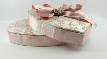 Wall Mural - heart shaped gift box with ribbon