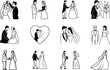 © Bappaditya Roy - Wedding Couple Illustrations Romantic, Elegant, Black and White Drawings