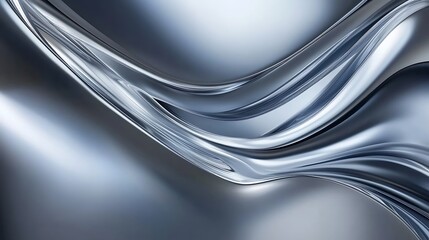 Wall Mural - Abstract Silver Metallic Fluid Wave Design