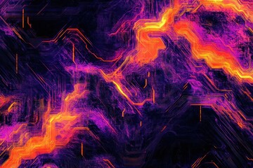 Wall Mural - Abstract digital art, vibrant energy, circuit texture, dark background, tech design