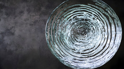 Wall Mural - Clear Water Ripples in Circular Glass Bowl on Dark Background