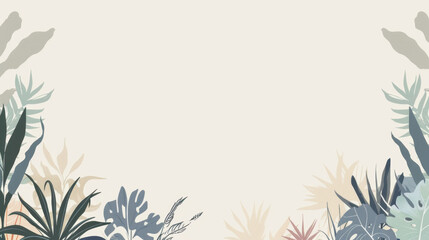 Wall Mural - serene background featuring various tropical plants and leaves in soft colors, perfect for nature themed designs. composition creates calming atmosphere