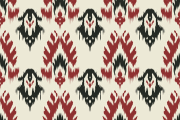 Wall Mural - Seamless ethnic ikat pattern with influences of tribal and folk embroidery combined with Mexican Aztec geometric shapes. Perfect for graphic design, rugs, wallpaper, gift wrapping and clothing.