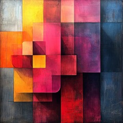 Wall Mural - Vibrant Geometric Abstract Artwork with Colorful Shapes and Layers