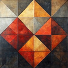 Wall Mural - Colorful Geometric Pattern with Triangles in Bold Earthy Tones