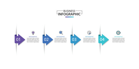 Wall Mural - business growth arrow template. infographic 4 steps to success. vector illustration.