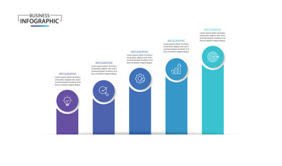 Wall Mural - infographic template 5 step for business direction, marketing strategy, diagram, data, growth