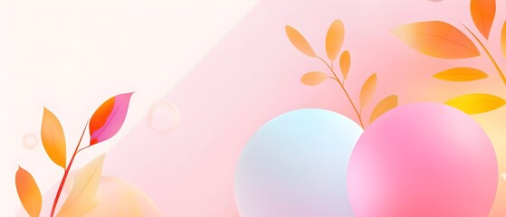 Wall Mural - A pink and blue background with a leafy border