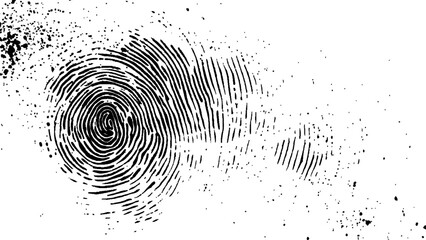 Vector fingerprints Transparent background. An abstract fingerprint design with a grunge texture, Detailed fingerprint on grunge background symbolizing identity verification