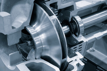 Poster - Industrial concept background High pressure pump for pumping of water, fuel, oil and oil products