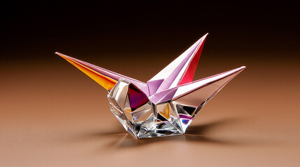 Poster -  elegant geometric origami crane