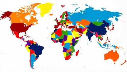  Colorful puzzle map of the world representing countries, global awareness