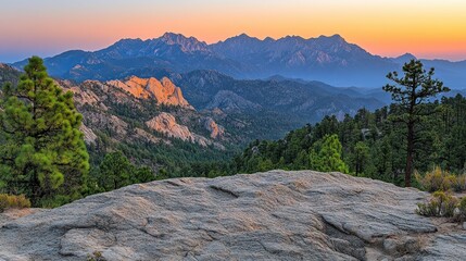 Poster - Mountain vista, sunset over rocky summit