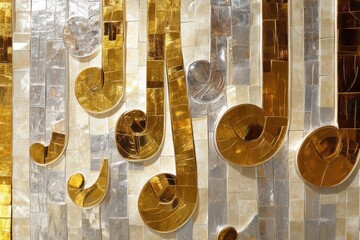 Leinwandbilder - Decorative wall art featuring swirling patterns in gold and silver tones