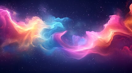 Poster - Breathtaking image showcasing a mesmerizing cosmic landscape composed of swirling vibrant hues and ethereal glowing energy formations against a backdrop of a starry dimensional space