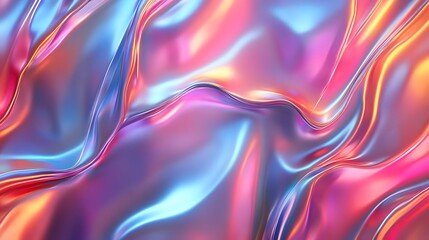 Leinwandbilder - Captivating abstract background featuring dynamic flowing waves of vibrant iridescent colors in a surreal ethereal digital landscape  Psychedelic luminous and shimmering aesthetic with a modern