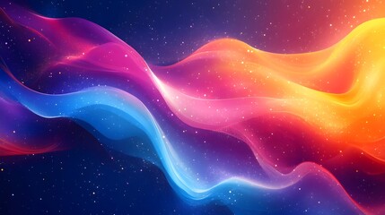 Fototapete - Captivating abstract image showcasing a colorful cosmic wave of fluid luminous gradient flowing and surging through an ethereal interstellar nebula  This visually stunning