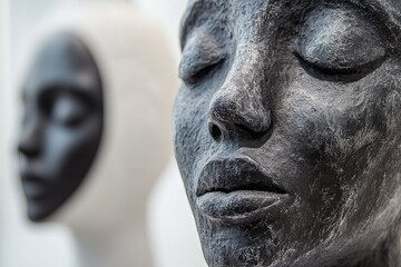 Wall Mural - A detailed view of a female figurine's facial features