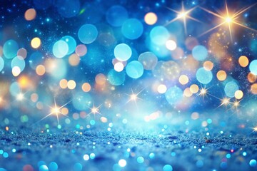 Wall Mural - Dreamy Blue Bokeh Background: Festive Celebration Abstract Design Stock Photo