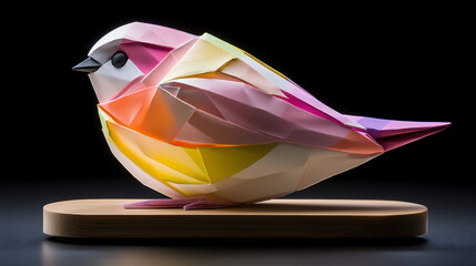 Poster -  elegant origami bird sculpture