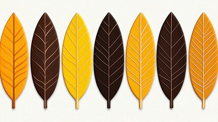 Wall Mural - Vibrant Watercolor Leaves in Brown and Yellow Palette Design