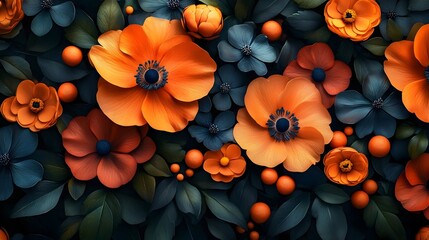 Aufkleber - Dramatic Autumn Floral Arrangement with Rich Orange and Red Colors