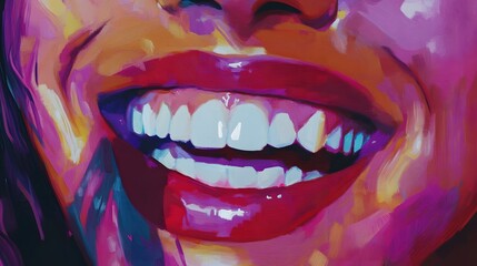 Fototapete - Vibrant and Expressive Abstract of Lips with Bold Brushstrokes and Vivid Captivating Colors  Visually Striking Digital Art Background with Intense Passionate Emotion