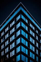 Wall Mural - Modern office building at dusk for real estate, construction, or architectural use