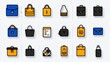 © Sirichai - Colorful Collection of Various Bag and Briefcase Icons on Gray Background