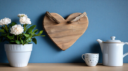 Poster -  minimalist heart-shaped driftwood garland