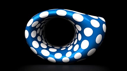 Wall Mural - Abstract 3D Shape with Blue and White Polka Dots Design