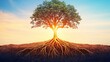 © Sarina - Majestic tree roots, sunset sky, growth concept